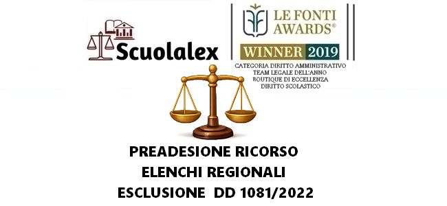 PREADESIONE RICORSO ELENCHI REGIONALI ESCLUSIONE DD 1081/2022